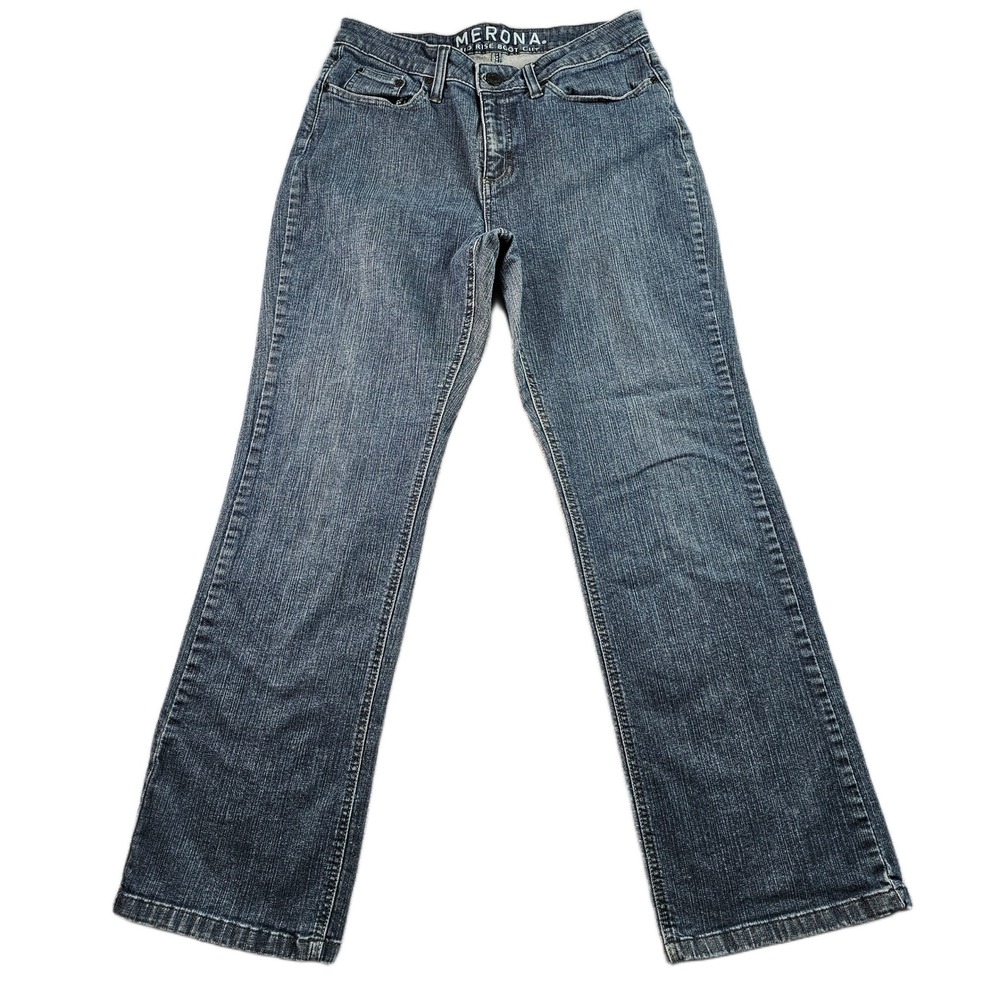 Merona Bootcut Jeans Womens Size 12R Blue Denim Stretch Boho Streetwear Mid-Rise